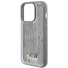 Заредете изображение във визуализатора на галерията – Guess Sequin Script Metal case for iPhone 15 Pro Max - silver
