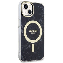 Заредете изображение във визуализатора на галерията – Original Case GUESS hardcase Marble MagSafe GUHMP14MPCUMAK for Iphone 14 Plus black
