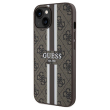 Заредете изображение във визуализатора на галерията – Original Case GUESS 4G Printed Stripes MagSafe GUHMP15SP4RPSK for Iphone 13/14/15 brown
