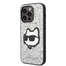 Заредете изображение във визуализатора на галерията – Karl Lagerfeld KLHCP14LG2CPS iPhone 14 Pro 6.1" silver/silver hardcase Glitter Choupette Patch
