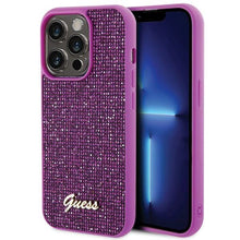 Заредете изображение във визуализатора на галерията – Guess Disco Metal Script case for iPhone 15 Pro - pink

