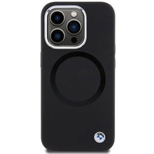 Заредете изображение във визуализатора на галерията – BMW Signature Liquid Silicone MagSafe case for iPhone 15 Pro Max - black
