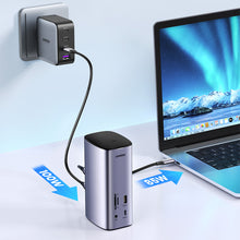 Заредете изображение във визуализатора на галерията – Ugreen Multifunction HUB 12in1 USB C USB HDMI DP RJ45 AUX SD TF gray (CM555)
