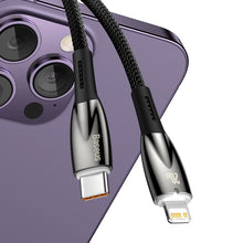Заредете изображение във визуализатора на галерията – Baseus Glimmer Series cable with fast charging USB-C - Lightning 480Mb/s PD 20W 1m black
