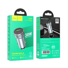Заредете изображение във визуализатора на галерията – HOCO car charger USB QC 18W + Type C 20W PD38W Z49B Level metal gray
