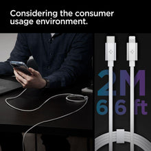 Заредете изображение във визуализатора на галерията – Spigen PB2200 ARCWIRE MFi Lightning CABLE 200CM WHITE
