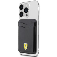 Заредете изображение във визуализатора на галерията – Ferrari Wallet Card Slot FEWCMRSIK case - black MagSafe Leather 2023 Collection
