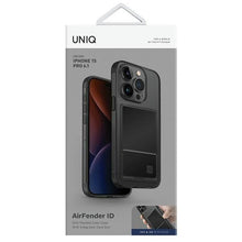 Заредете изображение във визуализатора на галерията – Uniq Air Fender ID case iPhone 15 Pro 6.1" gray/smoked gray tinted Cardslot
