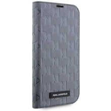 Заредете изображение във визуализатора на галерията – Karl Lagerfeld KLBKP14SSAKLHPG iPhone 14 6.1" bookcase silver/silver Saffiano Monogram
