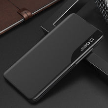 Заредете изображение във визуализатора на галерията – Eco Leather View Case case for Samsung Galaxy A14 with a flip stand black
