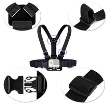 Заредете изображение във визуализатора на галерията – Adjustable harness for a sports camera with a rotating tripod and a phone stand
