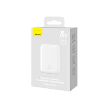 Заредете изображение във визуализатора на галерията – Baseus Magnetic power bank with inductive charging MagSafe 15W / PD fast charging 20W 6000mAh white (Overseas Edition) + Xiaobai Series cable USB-C - USB-C 60W 3A 0.5m white
