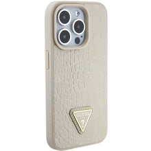 Заредете изображение във визуализатора на галерията – Original Case GUESS Croco Triangle Metal Logo hardcase GUHCP15XPCRTHCD for Iphone 15 Pro Max gold
