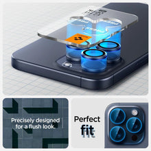 Заредете изображение във визуализатора на галерията – Spigen Optik.tR EZ Fit Camera Protector for iPhone 14 Pro / Pro Max / 15 Pro / Pro Max - Titanium Blue 2 pcs.
