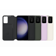 Заредете изображение във визуализатора на галерията – Samsung Smart View Wallet Case for Samsung Galaxy S23+ Cover with Smart Flip Window Card Wallet khaki (EF-ZS916CGEGWW)
