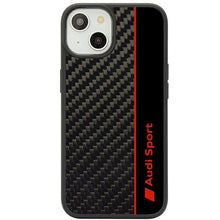 Заредете изображение във визуализатора на галерията – Original Case AUDI hardcase Carbon Fiber Stripe AUS-TPUPCIP14-R8/D1-BK for Iphone 14 black
