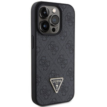 Заредете изображение във визуализатора на галерията – Original Case GUESS - hardcase Leather 4G Diamond Triangle GUHCP15LP4TDPK for Iphone 15 Pro Black
