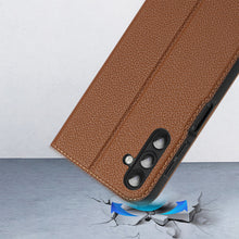 Заредете изображение във визуализатора на галерията – Dux Ducis Skin X2 case Samsung Galaxy A14 5G flip case wallet stand brown
