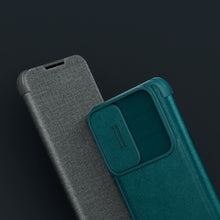 Заредете изображение във визуализатора на галерията – Nillkin Qin Cloth Pro Case for Samsung Galaxy S23+ Flip Cover Camera Cover blue
