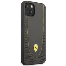 Заредете изображение във визуализатора на галерията – Ferrari FEHCP13MRGOG iPhone 13 6.1" black/black hardcase Leather Curved Line
