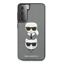 Заредете изображение във визуализатора на галерията – Оригинален гръб Karl Lagerfeld за samsung s21 plus (saffiano ikonik karl &amp; choupette head / silver) - TopMag
