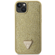 Заредете изображение във визуализатора на галерията – Original Case GUESS Rhinestone Triangle hardcase GUHCP14MHDGTPD for Iphone 14 Plus gold
