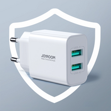 Заредете изображение във визуализатора на галерията – Joyroom JR-TCN04 2xUSB-A 10.5W 2.1A mains charger - white
