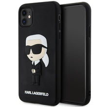 Заредете изображение във визуализатора на галерията – Karl Lagerfeld KLHCN613DRKINK iPhone 11 / Xr 6.1" black/black hardcase Rubber Ikonik 3D
