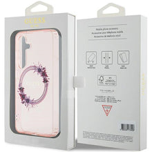 Заредете изображение във визуализатора на галерията – Guess IML Flowers Wreath MagSafe case for Samsung Galaxy S24 - pink
