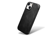 Заредете изображение във визуализатора на галерията – iPhone 15 iCarer Oil Wax Premium Leather MagSafe Compatible Leather Case - Black
