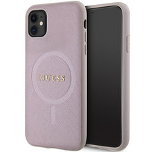 Заредете изображение във визуализатора на галерията – Original Case GUESS hardcase Saffiano MagSafe GUHMN61PSAHMCP for Iphone 11/ Xr pink
