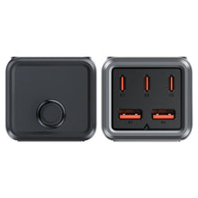 Заредете изображение във визуализатора на галерията – Acefast Z2 GaN 75W PD desktop charger 3x USB-C 2x USB-A - black and gray
