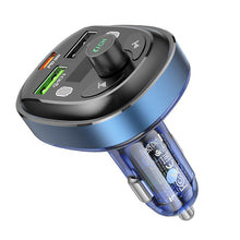 Заредете изображение във визуализатора на галерията – Borofone Transmitter FM BC47 Might MP3, Bluetooth - 2xUSB + Type C - QC 3.0 18W PD 30W blue
