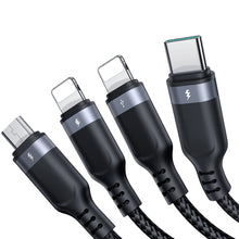 Заредете изображение във визуализатора на галерията – 4in1 USB cable USB-A - USB-C / 2 x Lightning / Micro for charging and data transmission 1.2m Joyroom S-1T4018A18 - black
