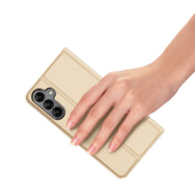 Заредете изображение във визуализатора на галерията – Dux Ducis Skin Pro Case for Samsung Galaxy A34 5G Flip Card Wallet Stand Gold
