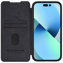 Заредете изображение във визуализатора на галерията – Nillkin Qin Pro Leather Flip Camera Cover Case for iPhone 15 - Black
