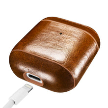 Заредете изображение във визуализатора на галерията – iCarer Leather Oil Wax Genuine Leather Case for AirPods 2 / AirPods 1 light brown (WMAP011-BN)
