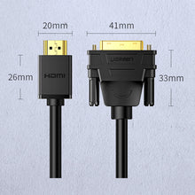 Заредете изображение във визуализатора на галерията – Ugreen bi-directional cable HDMI - DVI 2m black (HD106)
