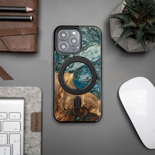 Заредете изображение във визуализатора на галерията – Wood and Resin Case for iPhone 13 Pro MagSafe Bewood Unique Planet Earth - Blue-Green
