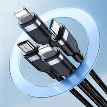 Заредете изображение във визуализатора на галерията – 4in1 USB cable USB-A - USB-C / 2 x Lightning / Micro for charging and data transmission 1.2m Joyroom S-1T4018A18 - black
