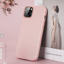 Заредете изображение във визуализатора на галерията – Dux Ducis Grit Leather Case for iPhone 14 Plus Elegant Faux Leather Cover (MagSafe Compatible) Pink

