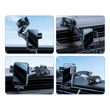 Заредете изображение във визуализатора на галерията – Joyroom induction charger phone holder 15W (dashboard / air vent) black (JR-ZS219)
