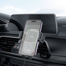 Заредете изображение във визуализатора на галерията – HOCO car holder with wireless charging automatic 15W HW01 Pro blac
