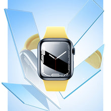 Заредете изображение във визуализатора на галерията – Baseus Crystal Tempered Glass Film for Apple Watch 4/5/6/SE 44mm full screen with frame black (1 pcs.) + cleaning kit / foil applicator / squeegee (spatula)
