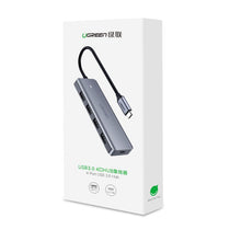 Заредете изображение във визуализатора на галерията – Ugreen USB Type C HUB - 4x USB 3.2 Gen 1 with USB-C power port gray (CM219 70336)
