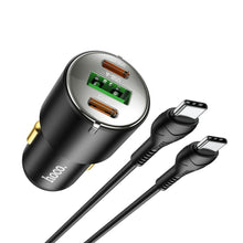 Заредете изображение във визуализатора на галерията – HOCO car charger USB QC 3.0 + 2x Type C PD 45W NZ6 black
