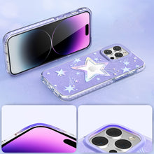 Заредете изображение във визуализатора на галерията – Kingxbar Heart Star Series case for iPhone 14 Pro purple star case

