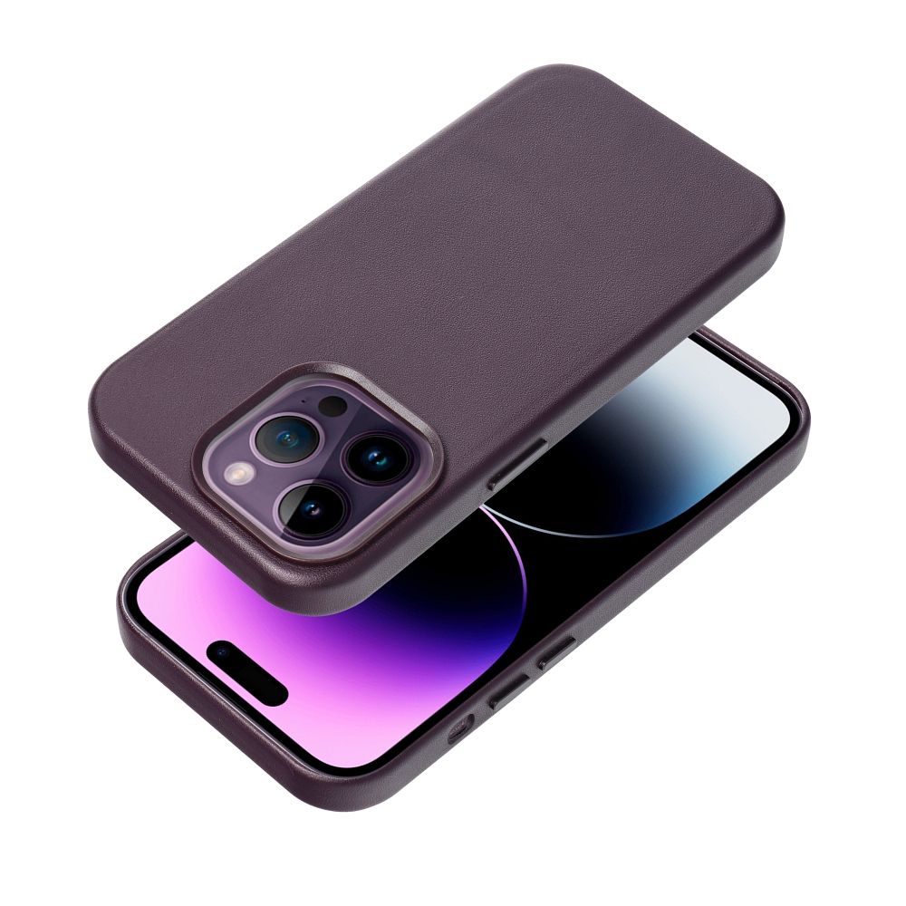 Leather Mag Cover for IPHONE 15 PRO dark violet