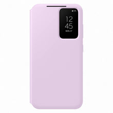 Заредете изображение във визуализатора на галерията – Samsung Smart View Wallet Case for Samsung Galaxy S23 Cover with Smart Flip Window Card Wallet Lilac (EF-ZS911CVEGWW)
