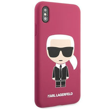 Заредете изображение във визуализатора на галерията – Karl Lagerfeld KLHCPXSLFKFU iPhone X/Xs hardcase fuksja/fushia Silicone Ikonik
